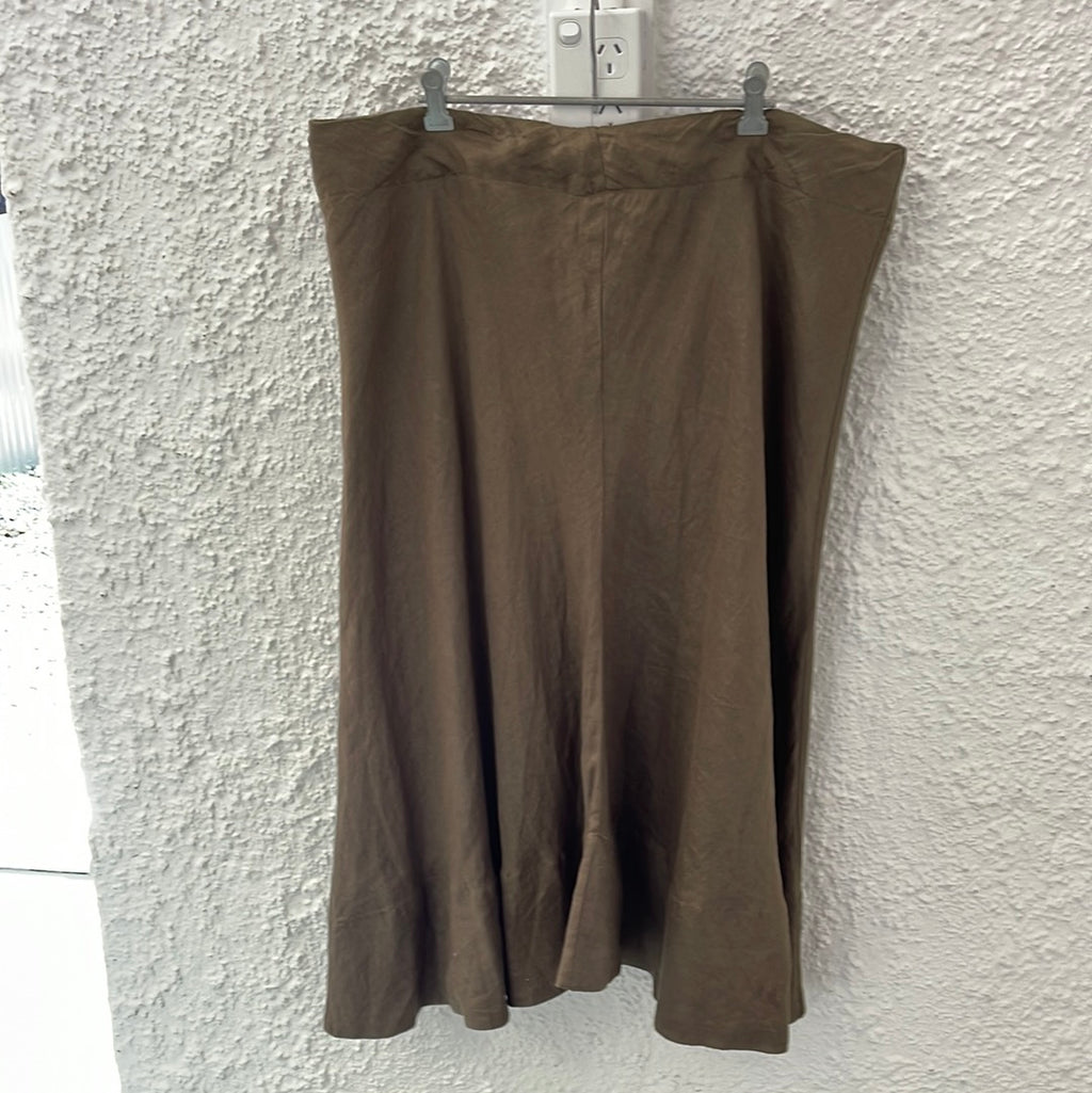 Fate + Becker Dark Olive Linen Skirt Sz 20