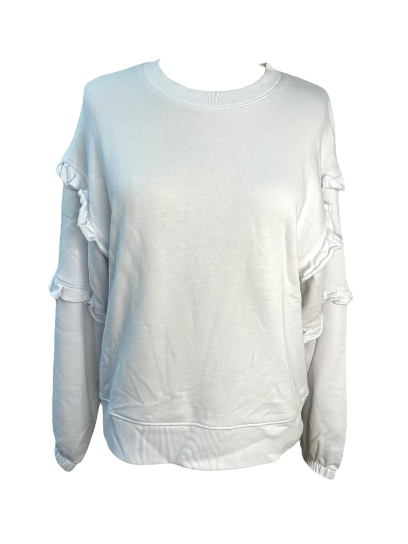 Stella + Gemma White Ruffle Sleeves Sweatshirt Sz 10 🩷🩷