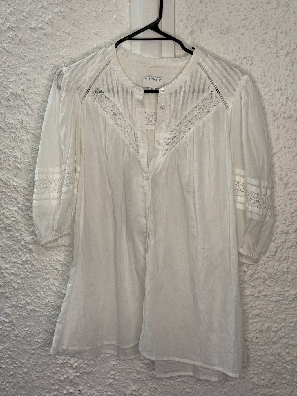 Witchery White Lace Insert Cotton Top Sz 10 😀12/5