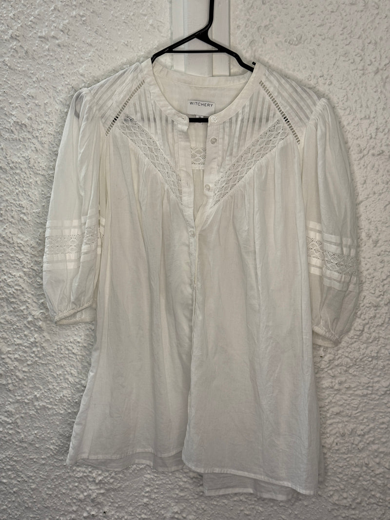 Witchery White Lace Insert Cotton Top Sz 10 😀12/5