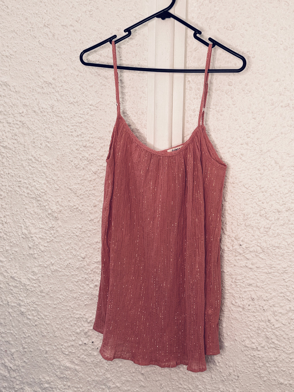 Dylan dusky pink/gold crinkled texture cotton cami Sz M NEW!😀11/12