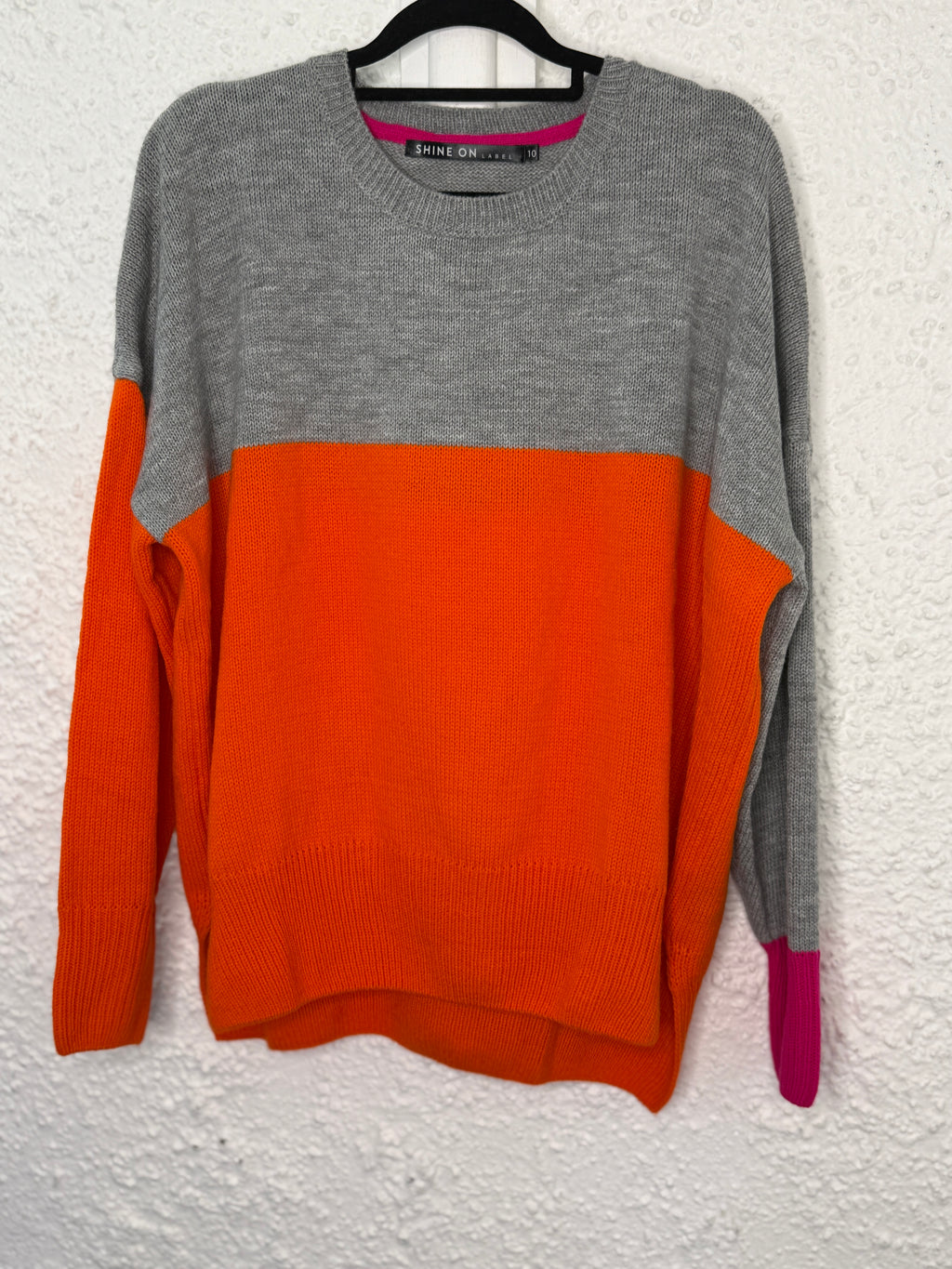 Shine On grey/orange jumper Sz 10😀1/12