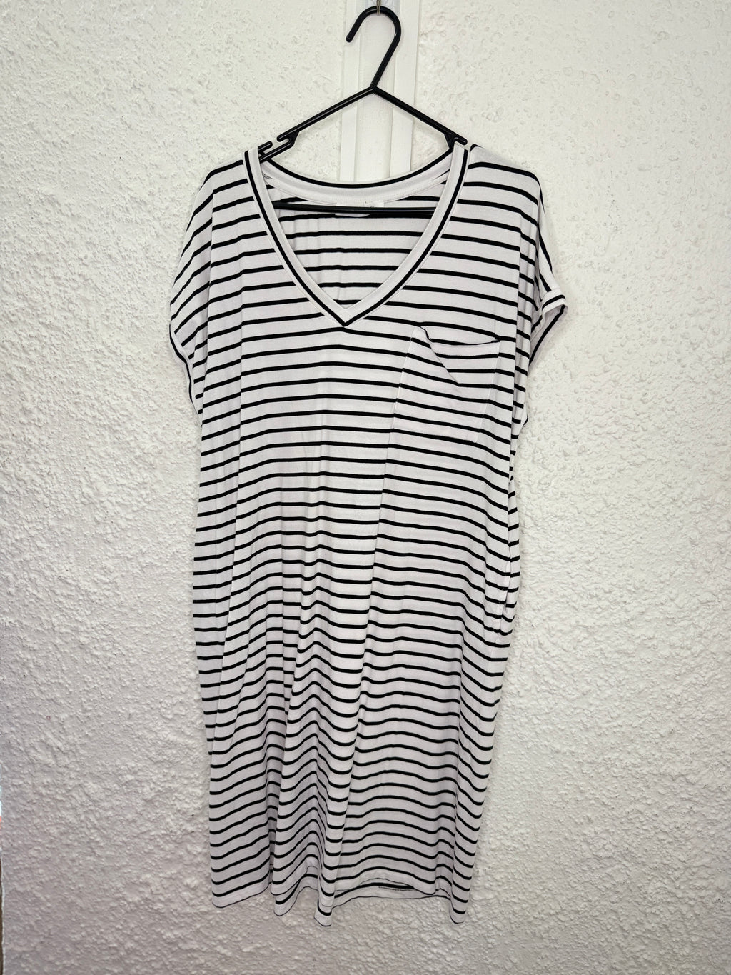 Betty Basics Black/White Striped Cotton Blend Dress Sz 16😀3/11