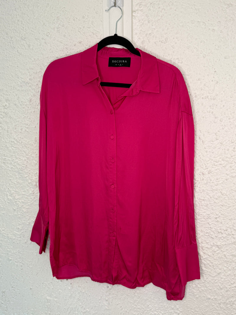 Decjuba Hot Pink Viscose Shirt Sz M😀18/9