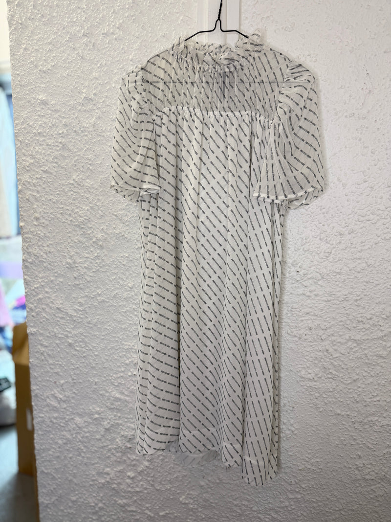 Moochi sheer white/black logo dress Sz 8 27/11