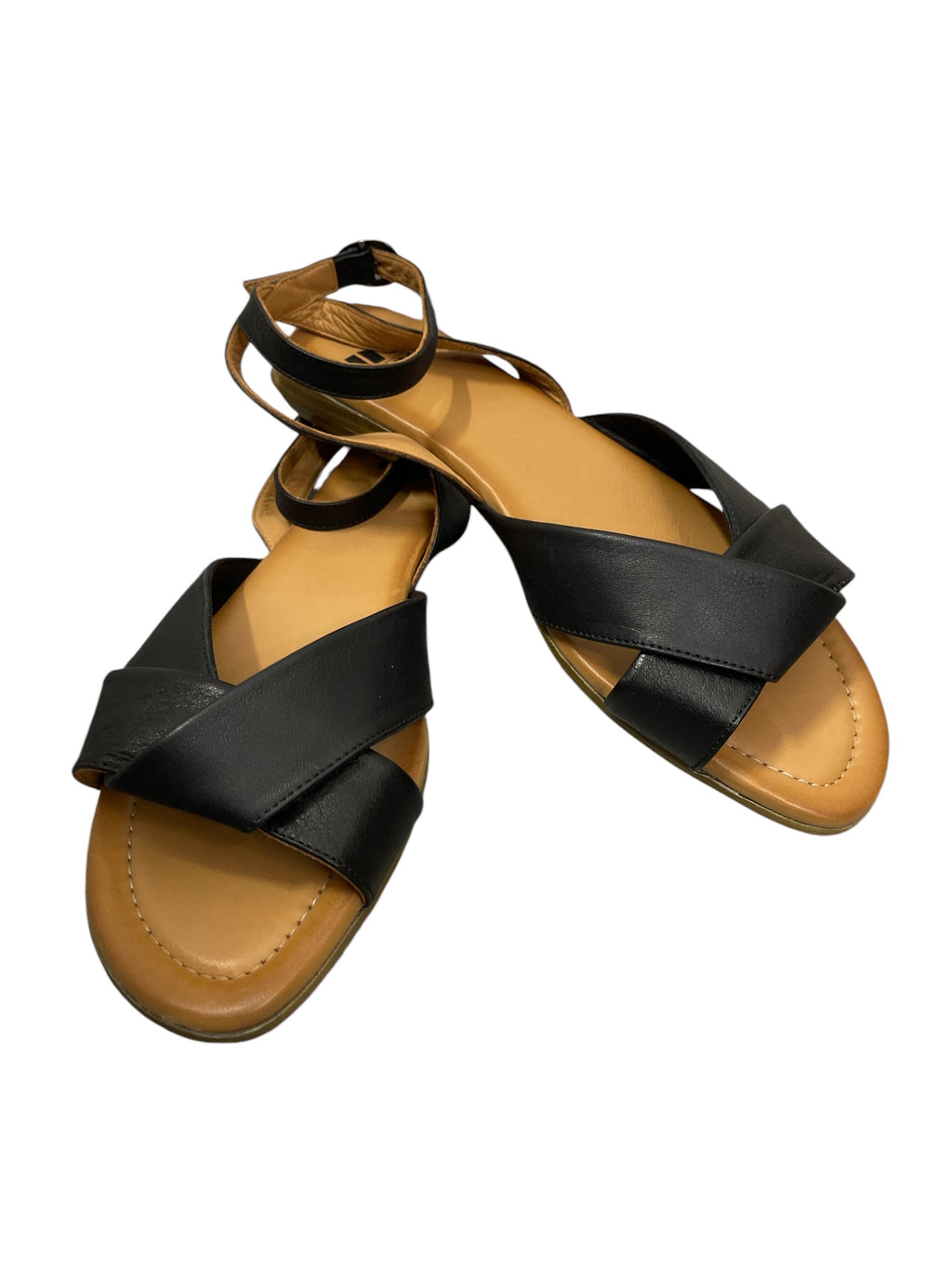 Nu X Neo Black Leather Milan Sandals Sz 40 NEW! ⭐️ 💛