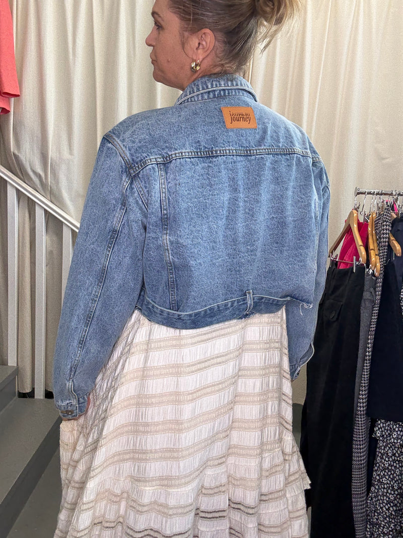 Yumomo Collection Cropped Denim Jacket SzL