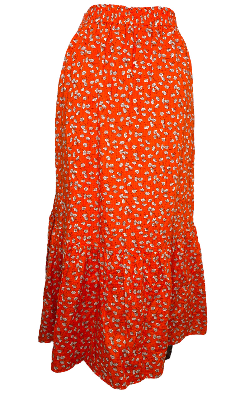 Uniqlo Tomato Red Floral Skirt Sz S 💛