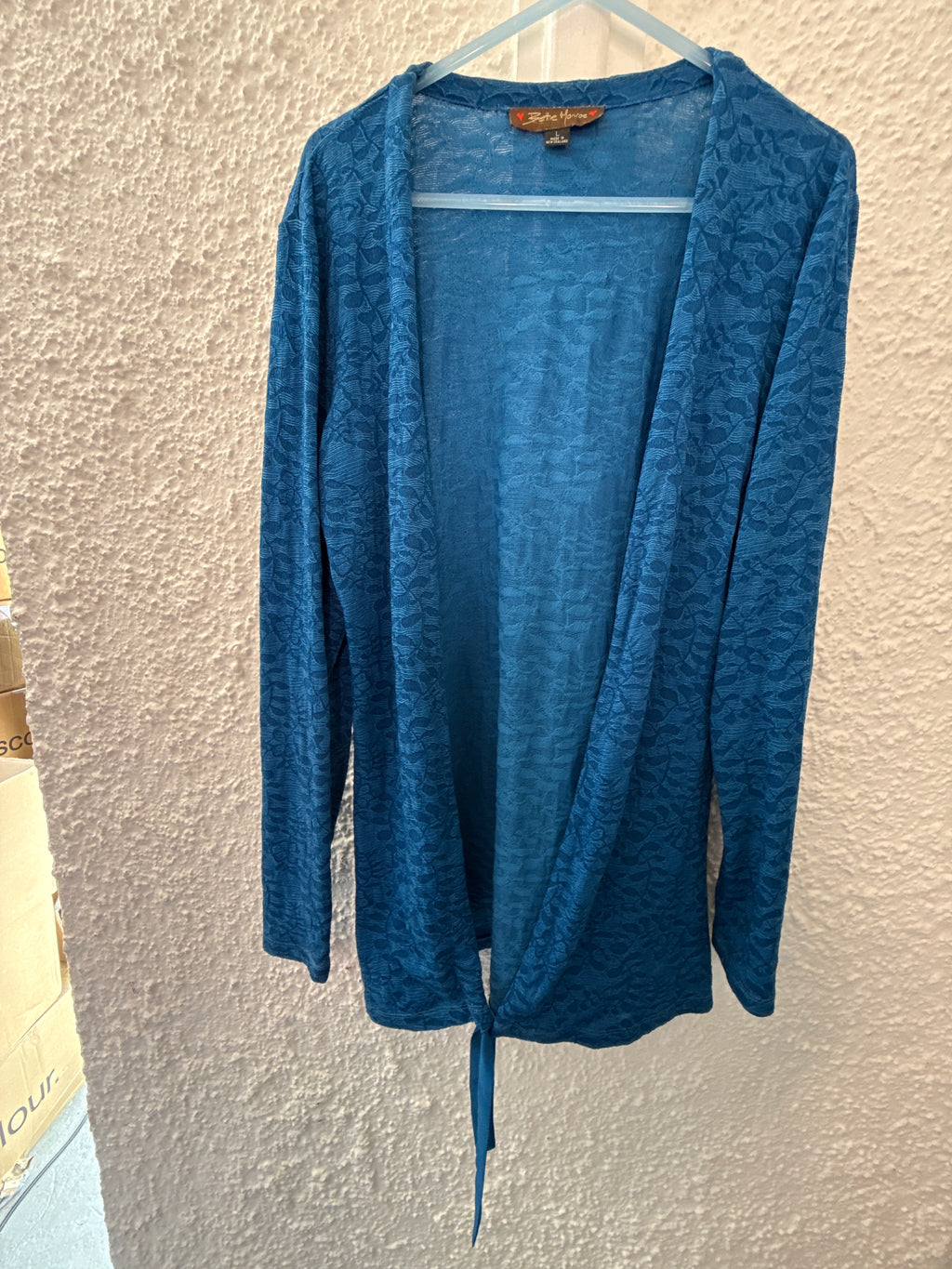 Bettie Munroe Blue Merino Blend Cardi Sz L😀5/5