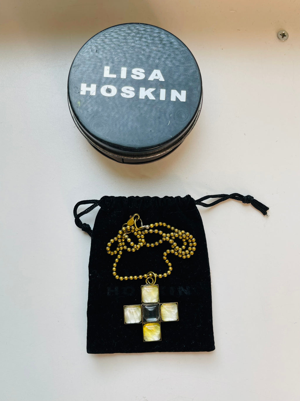 💛Lisa Hoskin Black Glass Cross Necklace