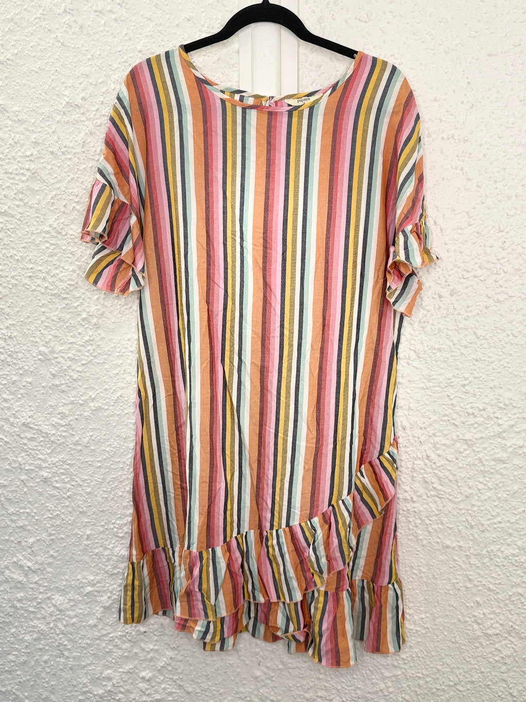 Papaya Multi-Coloured Striped Viscose Dress Sz 12😀20/11