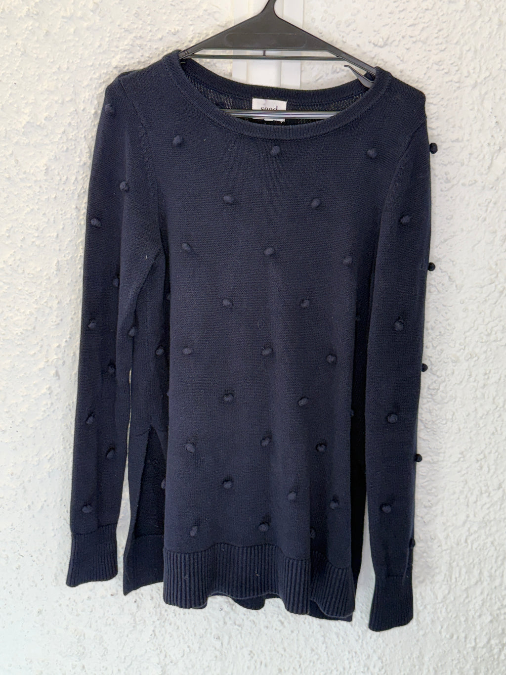 Seed Navy Cotton Pom Pom Jumper Sz S😀5/6