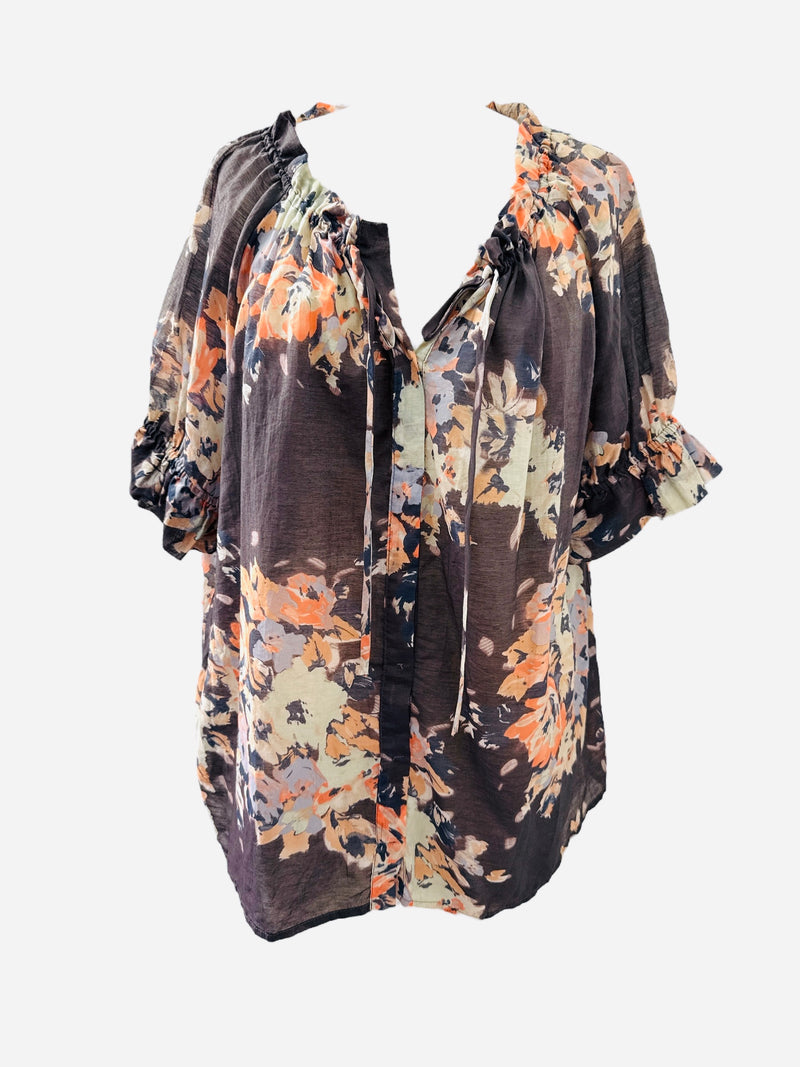 Noir Charcoal Floral Top Sz L 💜