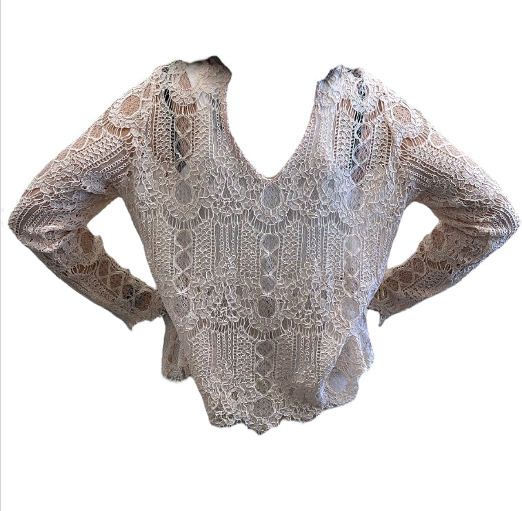 Pagani Blush Sheer Lace Top Sz 18 💜