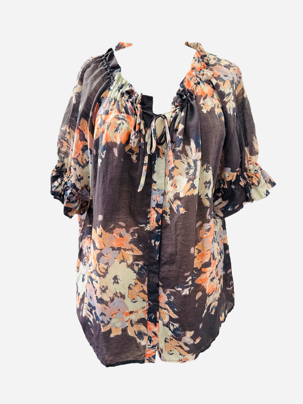 Noir Charcoal Floral Top Sz L 💜