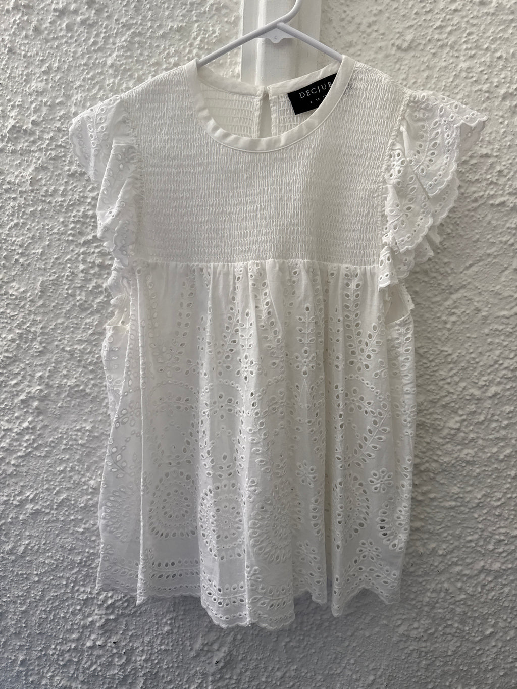 Decjuba White Cotton Broderue Anglaise Top Sz 12😀19/5