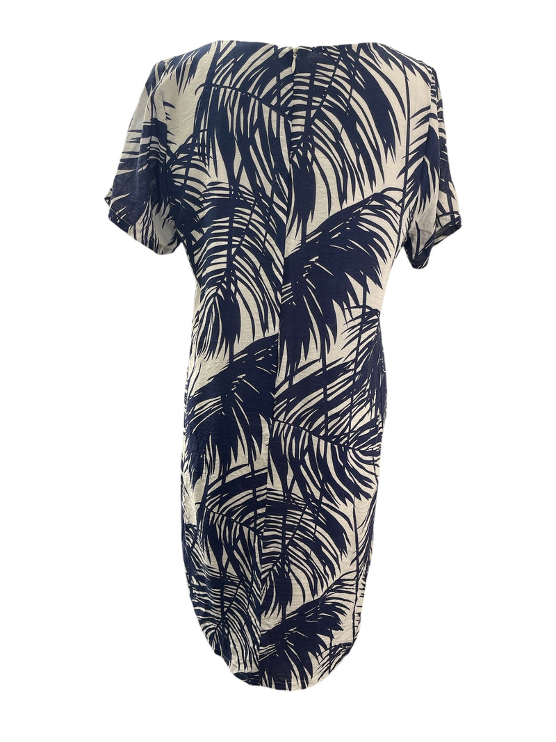 Home-Lee Navy/White Jungle Print Dress Sz 12 💛