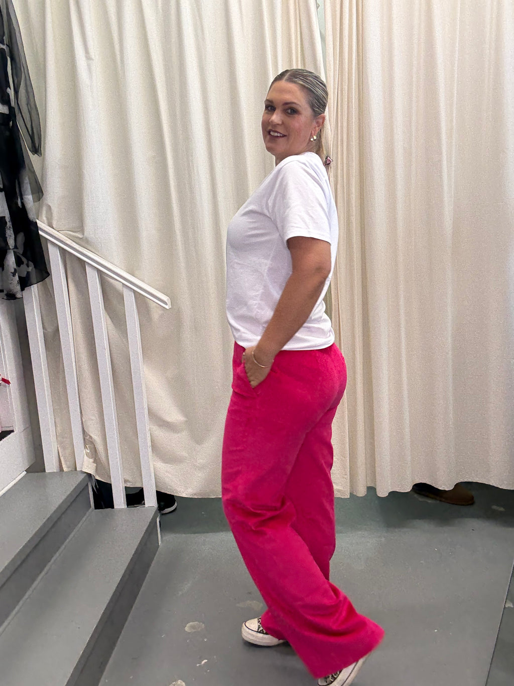 COS Neon Pink Cord Pant Sz44/14