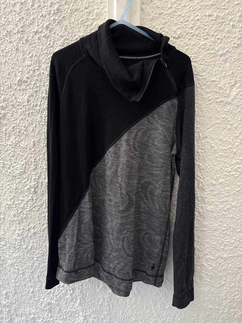 Smartwool Black/Grey Sleeve 100% Merino Top Sz XL 😀19/5