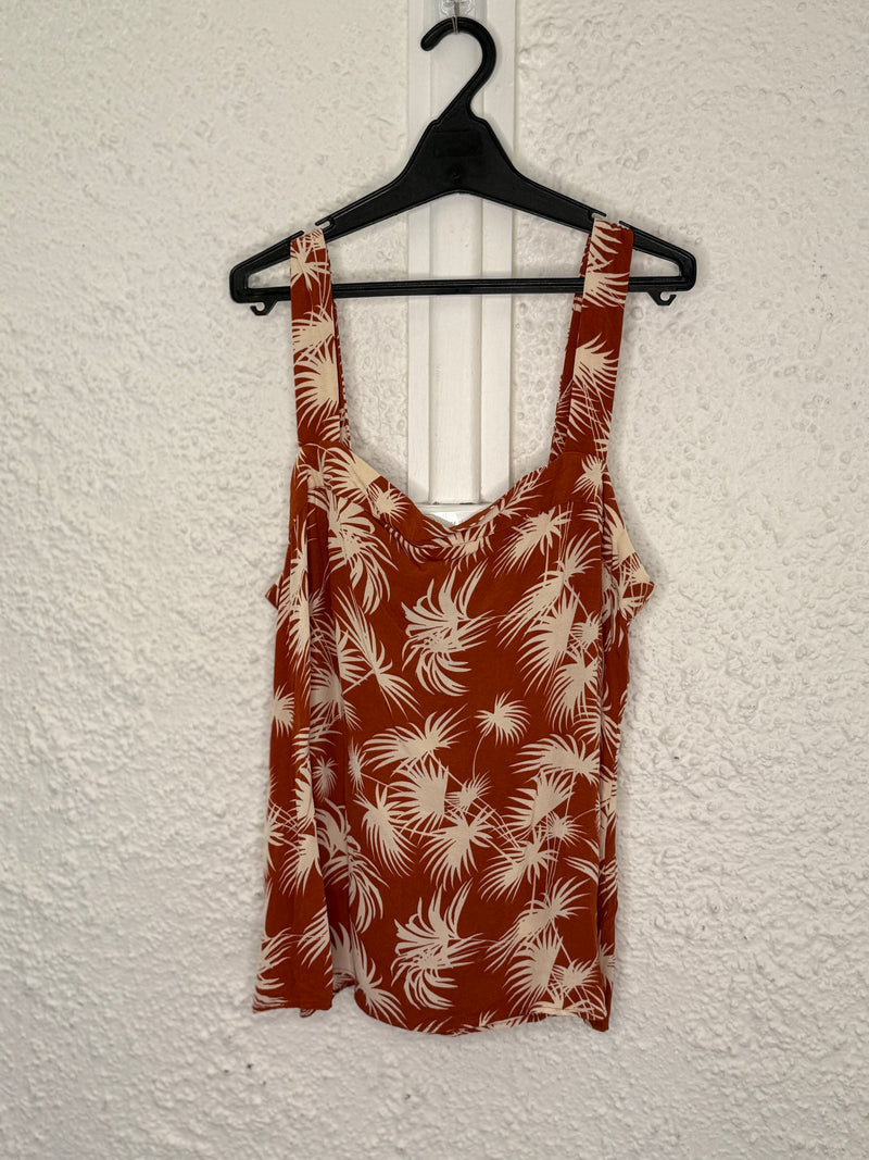 Mineral Rust Palm Print Viscose Top Sz 20😀10/11