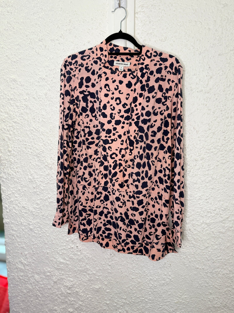 Country Road Pink Modal Animal Print Top Sz M😀3/11