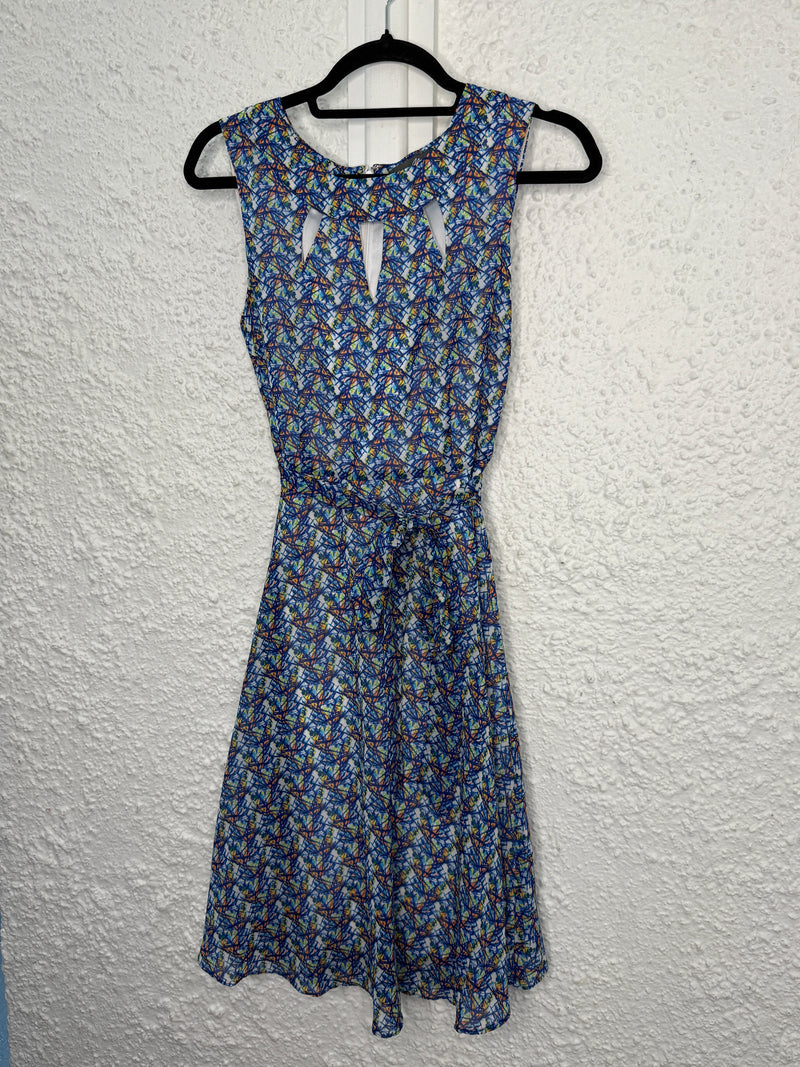 Max Blue Abstract Print Dress Sz 8😀15/9
