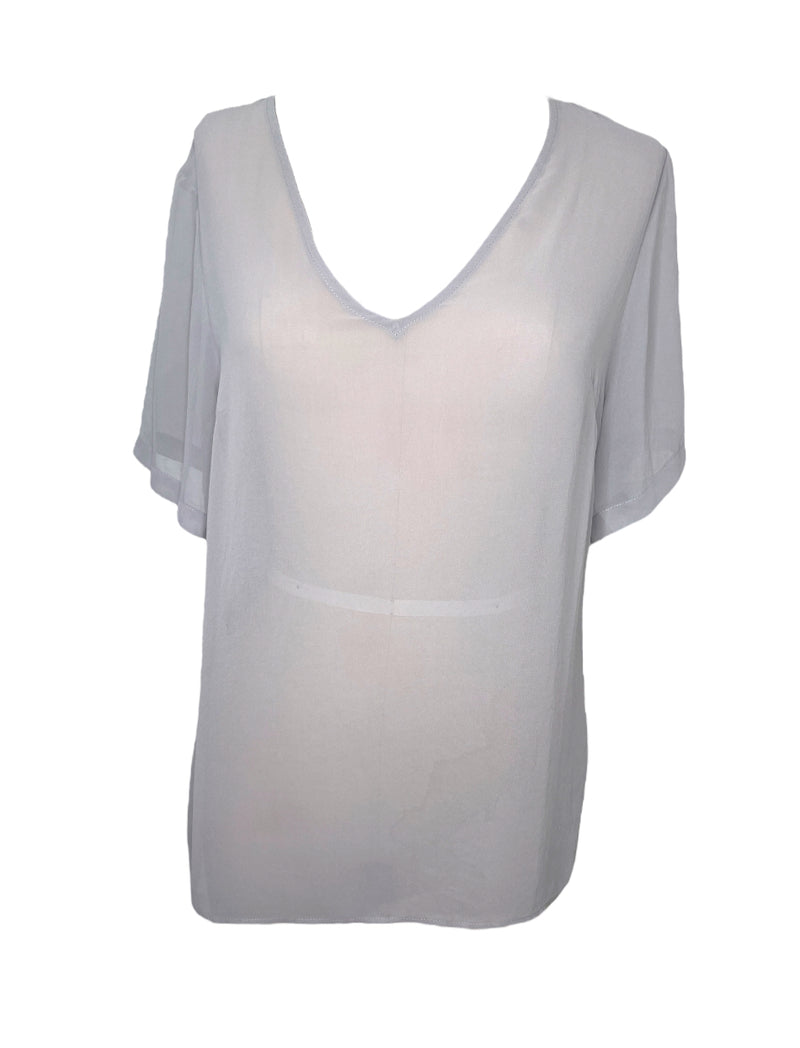 Moochi Sheer Grey Top  Sz 10 💚