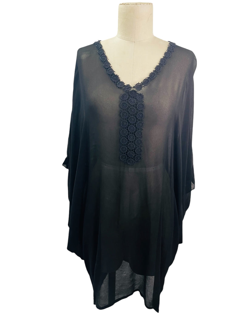 Juna Sheer Black Tunic One Sz  💛