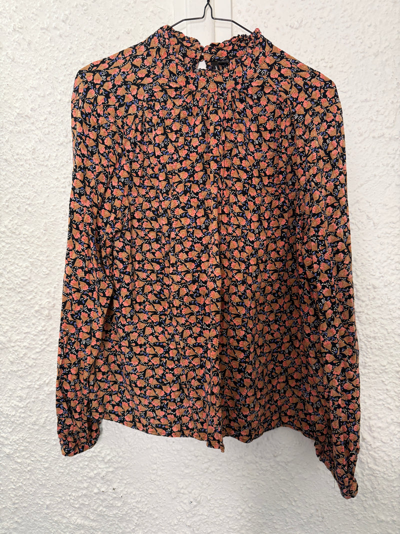 Vero Moda Black Floral Viscose Top Sz L (best fit up to Sz 12) 😀8/9
