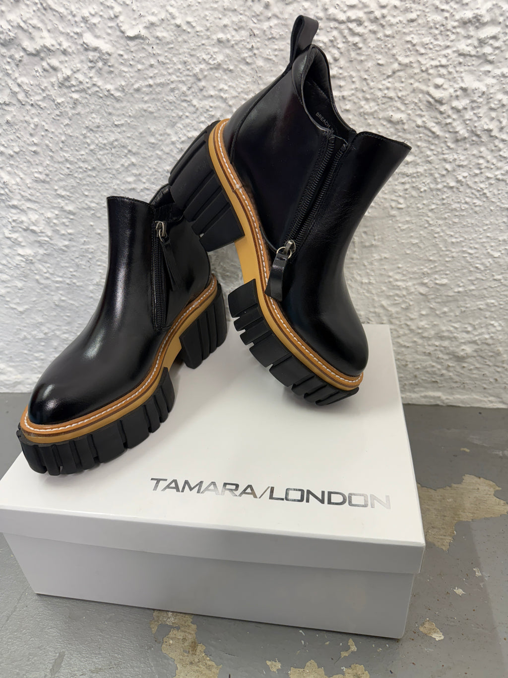 Tamara London Black Patent Leather Ankle Boots Sz 36 NEW! 😀8/9