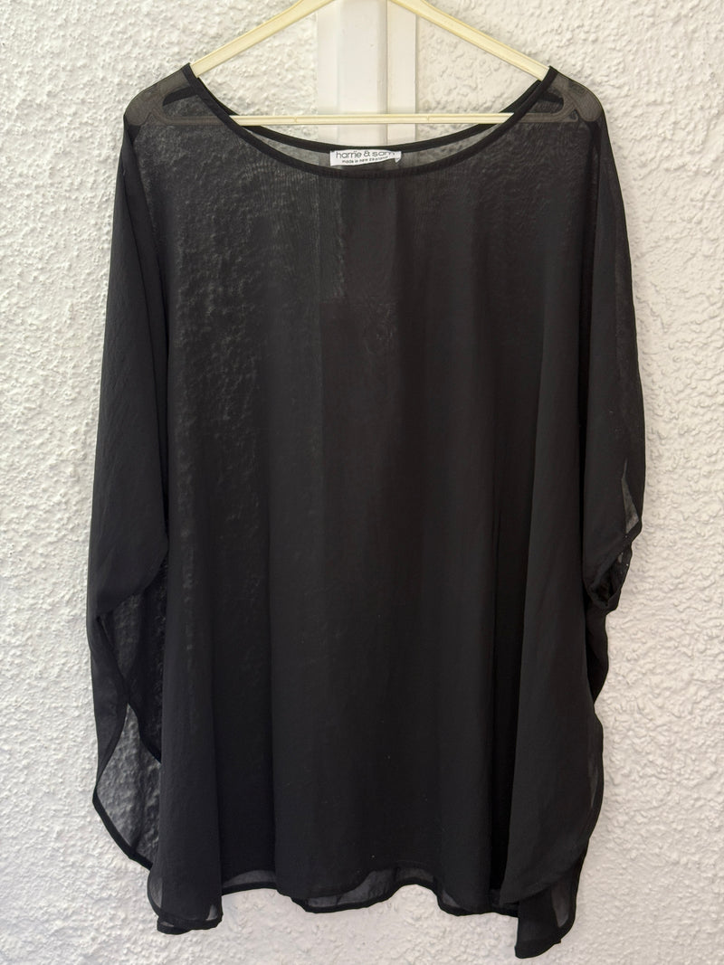 Harrie & Sam Sheer Black Top No Sz (best fit up to Sz 20)😀 11/3