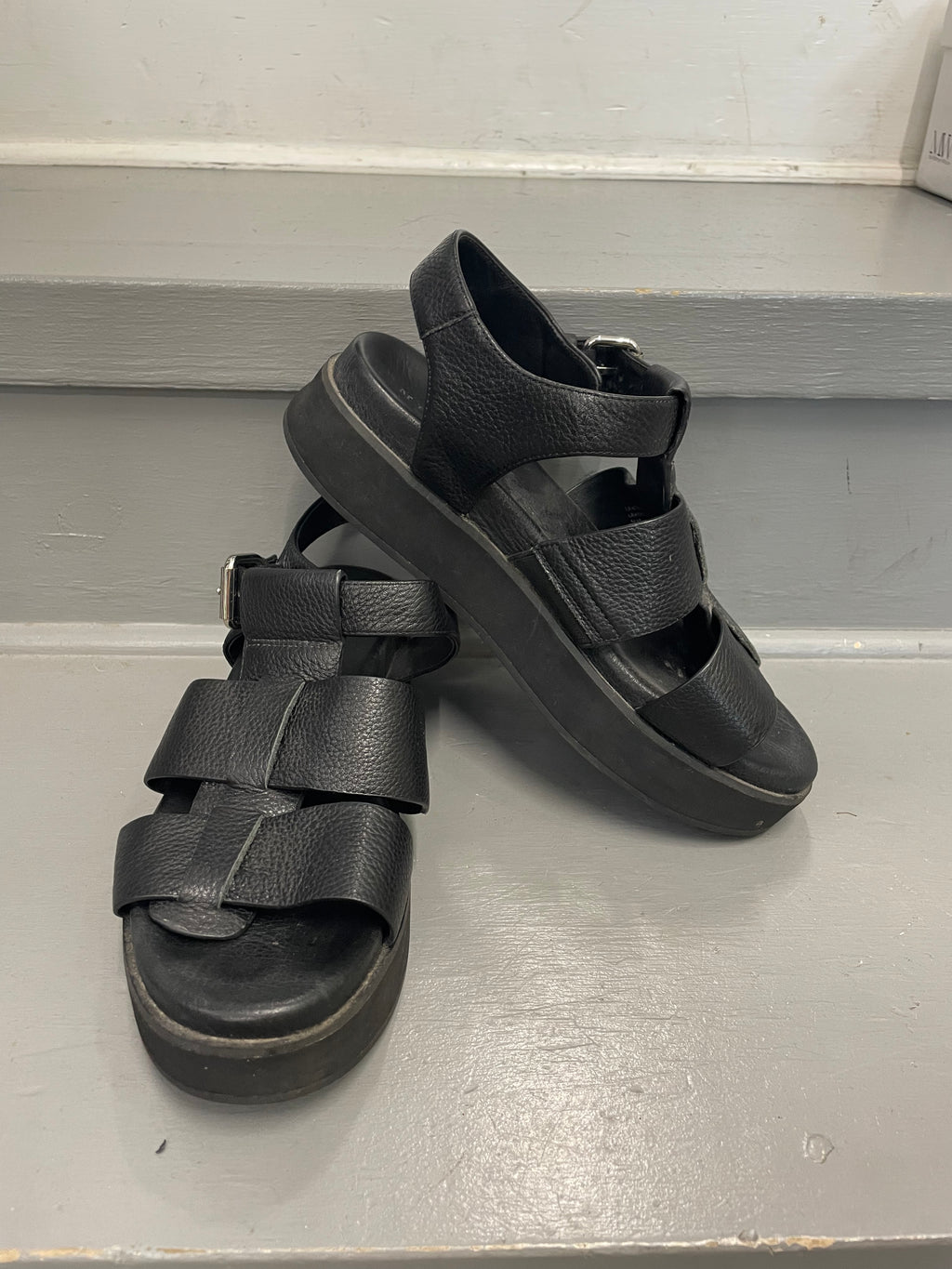 Mi Piaci Black Leather Sandal Sz38