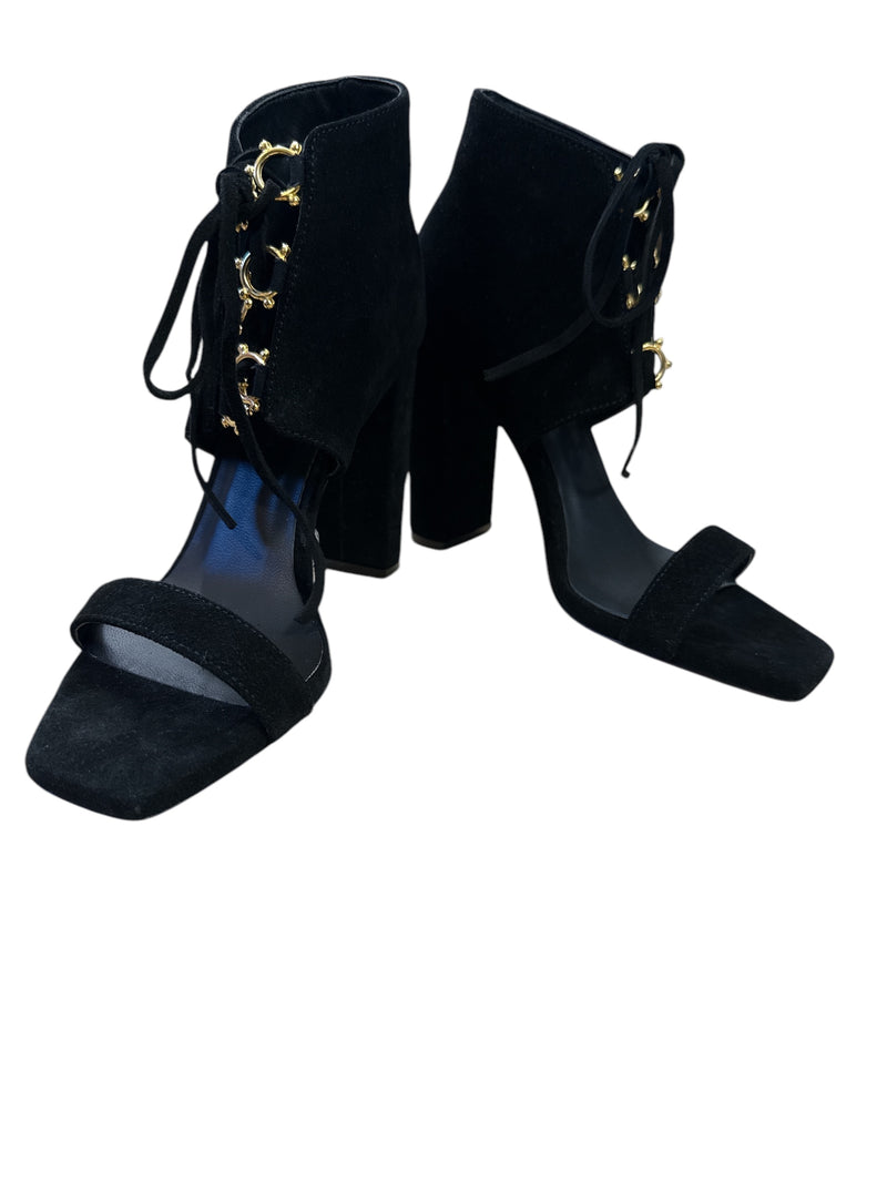 Ioanna Kourbela Black Suede Heels Sz 37 NEW!😀28/4