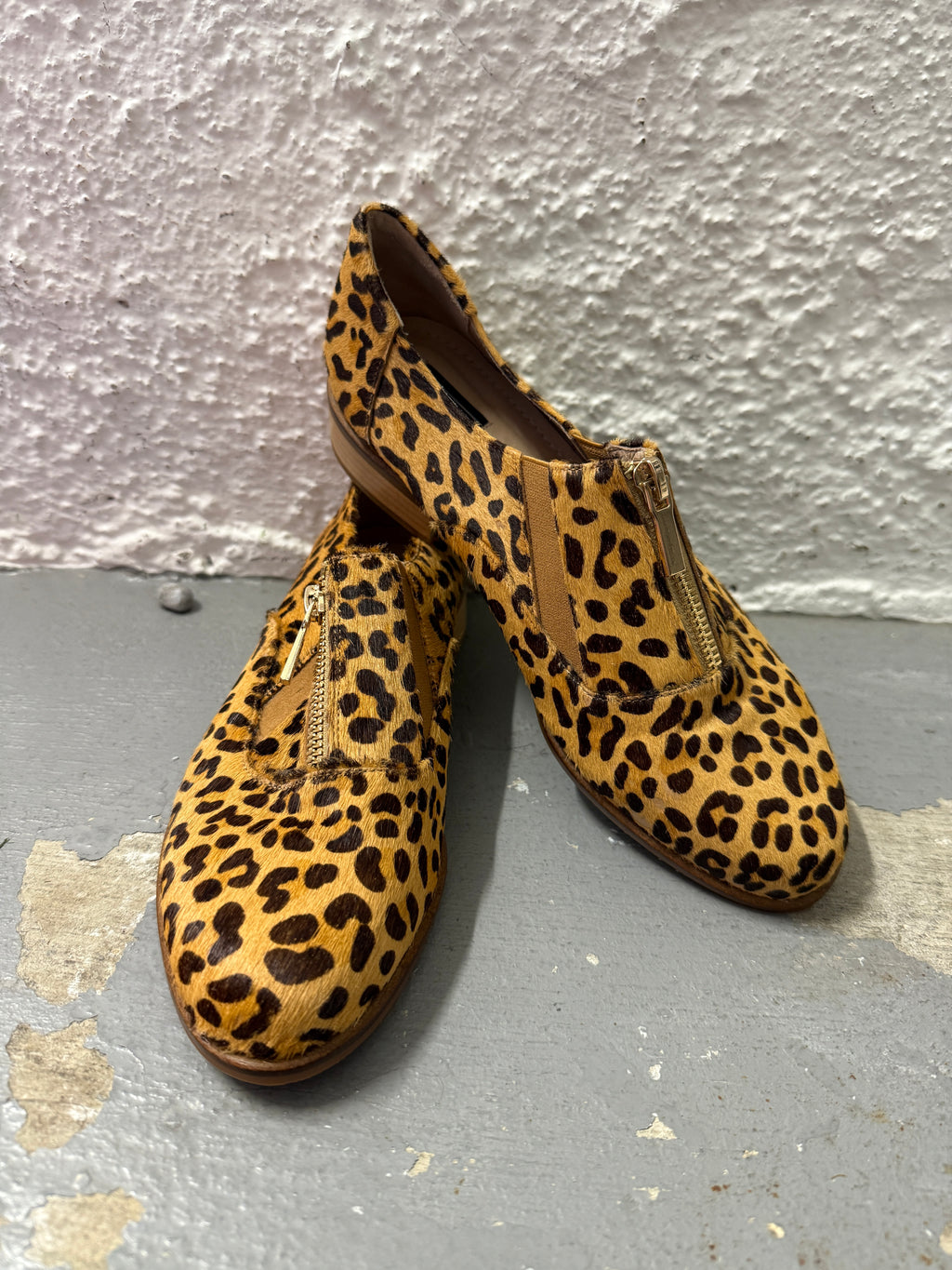 Noir Animal Print Leather Shoes Sz 38 NEW!😀22/5