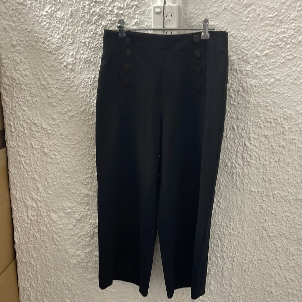 Country Road Black Pants with Buttons Sz 4